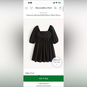 XXS black puff sleeve mini dress from Abercrombie. Never worn.